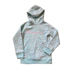 Champion Girls Youth S Sweatshirt Hoodie Animal Print Fleece Long Sleeve Blue